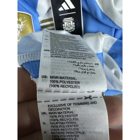 Argentina Adidas‎ Jersey Mens Large Blue White Home FIFA Champions Soccer Blank